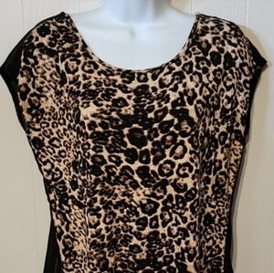 Speechless Sleeveless Top Animal Print Sheer Back V-Back Hi Low Large‎ A232